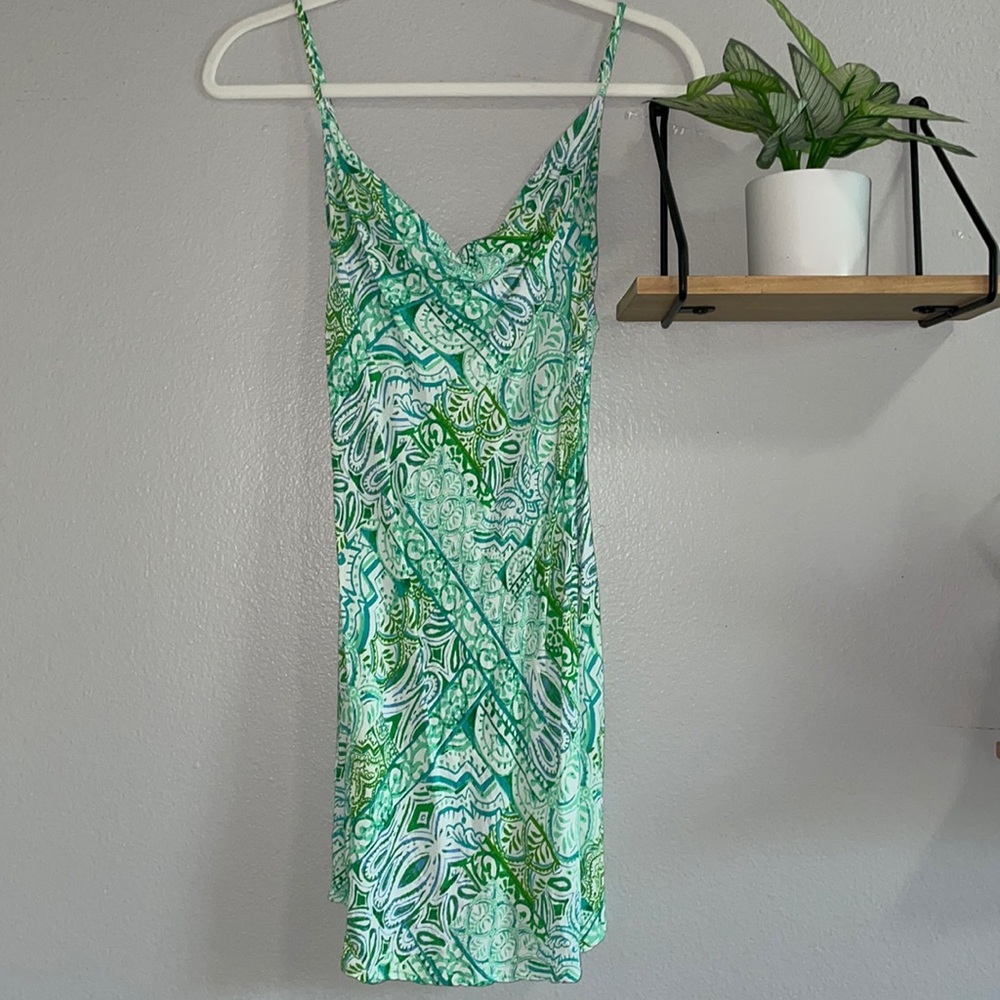 Green print Olivaceous slip dress